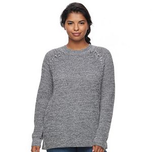 Juniors' Plus Size SO® Raglan Crewneck Sweater