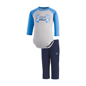 Baby Boy Under Armour Logo Long-Sleeved Raglan Bodysuit & Pants Set