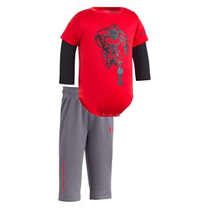 Newborn Baby Boy Under Armour Football Mock-Layer Bodysuit & Pants Set