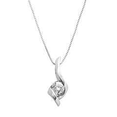 Sirena Collection 14k White Gold 1/4-ct. T.W. Round-Cut Diamond Solitaire Swirl Pendant by