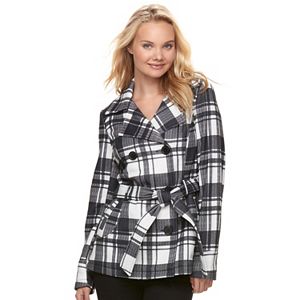Juniors' J-2 Print Double Breasted Coat