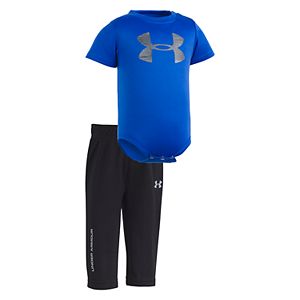 Newborn Baby Boy Under Armour Logo Bodysuit & Pants Set