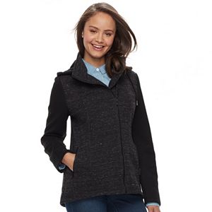 Juniors' Sebby Asymmetrical Marled Fleece Coat