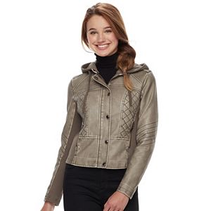Juniors' Sebby Antiqued Faux-Leather Jacket