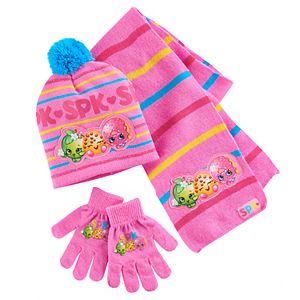 Girls 4-16 Shopkins Apple Blossom, Kooky Cookie & D'Lish Donut Hat, Gloves & Scarf Set