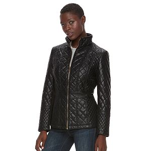 Women's Gallery Quilted Faux-Leather Jacket
