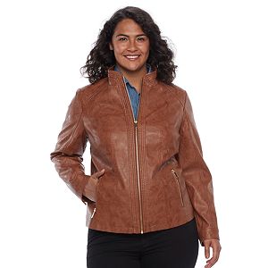 Plus Size Gallery Faux-Leather Moto Jacket