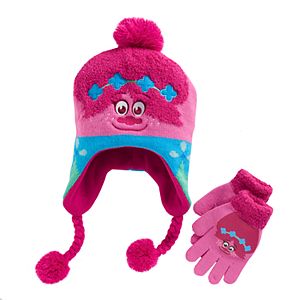 DreamWorks Trolls Poppy Girls 4-16 Plush Tassel Hat & Gloves Set