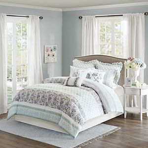 Madison Park 9-piece Paolina Stripe Duvet Cover Set