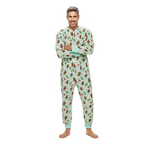 Men's Jammies For Your Families Holiday Cookies One-Piece Fleece Pajamas