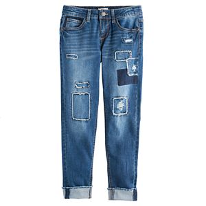 Girls 7-16 & Plus Size SO® Frayed Patch Girlfriend Jeans