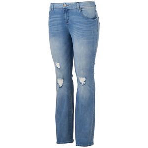 Juniors' Plus Size SO® Destructed Bootcut Jeans
