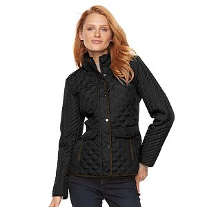 Women's Weathercast Quilted Faux-Suede Trim Barn Jacket