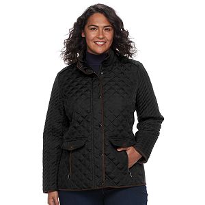 Plus Size Weathercast Quilted Faux-Suede Trim Barn Jacket