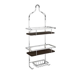 Laura Ashley Bamboo Shelf & Chrome Finish Shower Caddy