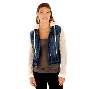 Juniors' Wallflower Sweater Knit Denim Jacket