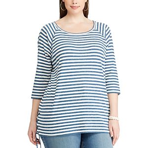Plus Size Chaps Striped Lace-Up Pullover