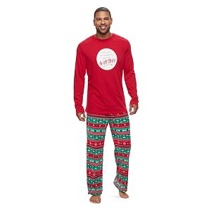 Men's Jammies For Your Families Cheers Fairisle Top & Fleece Bottoms Pajama Set