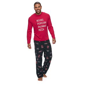 Men's Jammies For Your Families Movie Night Top & Fleece Bottoms Pajama Set