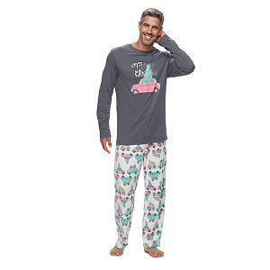 Men's Jammies For Your Families Retro Car Top & Fleece Bottoms Pajama Set
