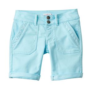 Girls Plus Size SO® Lace Trim Bermuda Twill Shorts