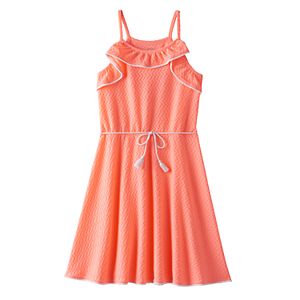 Girls Plus Size SO® Textured Ruffle Dress