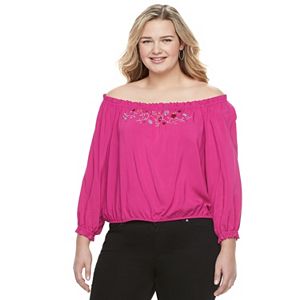 Juniors' Plus Size Candie's® Smocked Off-the-Shoulder Top