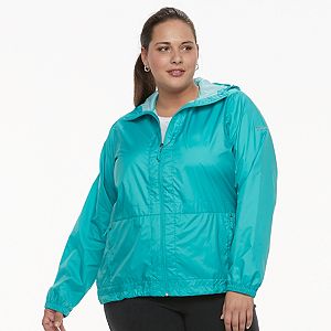 Plus Size Columbia Rain to Fame Hooded Rain Jacket