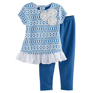 Girls 4-6x Marmellata Classics Textured Floral Tunic & Leggings Set