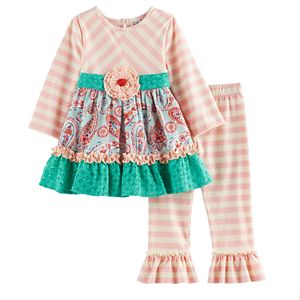 Toddler Girl Rare Editions Paisley Lace Top & Leggings Set