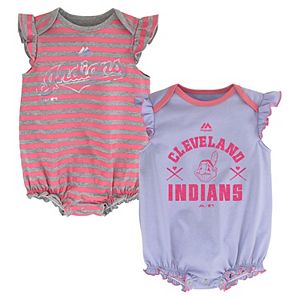 Baby Girl Majestic Cleveland Indians Sparkle 2-Pack Bodysuit Set
