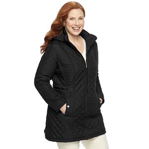 Plus Size Weathercast Hooded Quilted Walker Jacket