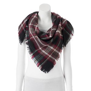 Candie's® Plaid Frayed Triangle Scarf