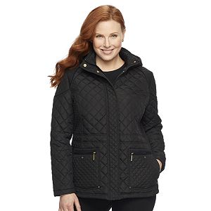 Plus Size Weathercast Quilted Hooded Jacket