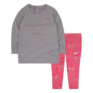 Baby Girl Nike Dri-FIT Graphic Sweatshirt & Print Leggings Set