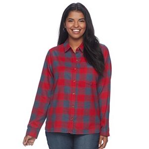 Juniors' Plus Size SO® Pocket Plaid Flannel Shirt