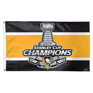 Pittsburgh Penguins 2017 Stanley Cup Champions On Ice Flag