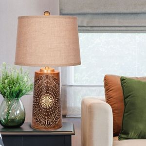 Catalina Lighting Carved Medallion Faux Wood Table Lamp