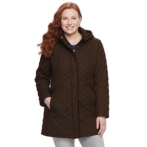 Plus Size Weathercast Hooded Quilted Walker Jacket