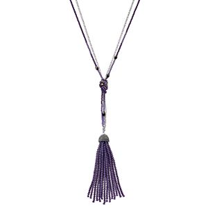 Simply Vera Vera Wang Double Strand Purple Seed Bead Tassel Y Necklace