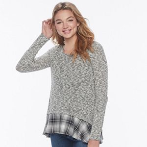 Juniors' Cloud Chaser Print Hem Sweater