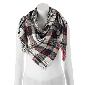 Candie's® Plaid & Houndstooth Patchwork Triangle Scarf