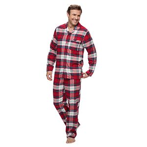 Men's Jammies For Your Families Plaid Flannel Button-Front Top & Bottoms Pajama Set