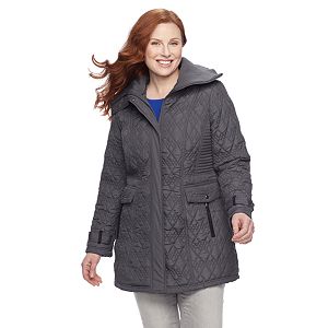 Plus Size Weathercast Hooded Quilted Walker Jacket