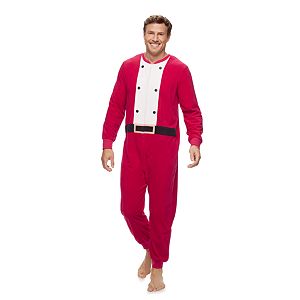 Men's Jammies For Your Families Santa Suit One-Piece Fleece Pajamas