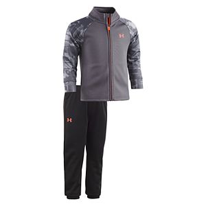 Baby Boy Under Armour Cloudy Grid Mockneck Jacket & Pants Set