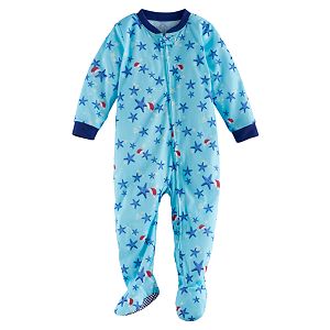 Baby Jammies For Your Families Santa Hat Starfish Flannel Footed Pajamas