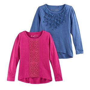 Girls 4-6x Freestyle Revolution Rosette & Lace High-Low Tee Set