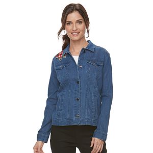 Women's Croft & Barrow® Embroidered Denim Jacket