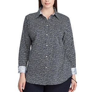 Plus Size Chaps Non-Iron Cotton Button-Down Shirt
